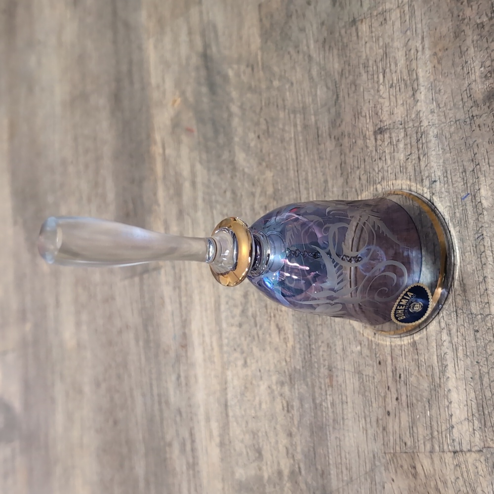 EUC Vintage Bohemia Elegant Glass Bell with Gold Accents *BINI